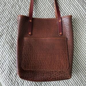 Go Forth Goods Medium Slim Avery Tote in Cognac Bison Full Grain Leather